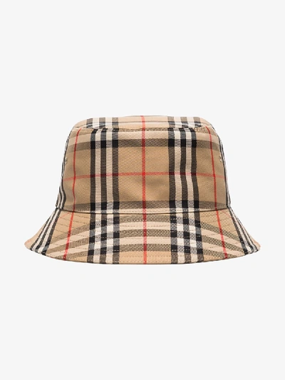 Shop Burberry Brown Vintage Check Cotton Bucket Hat