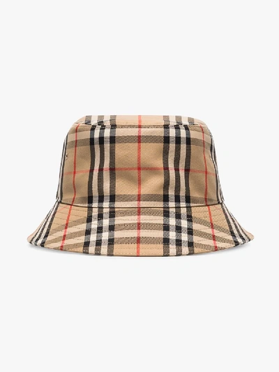 Shop Burberry Brown Vintage Check Cotton Bucket Hat