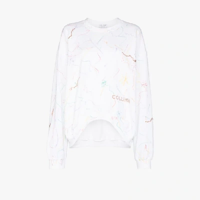 Shop Collina Strada Scribble Cotton Sweatshirt In White