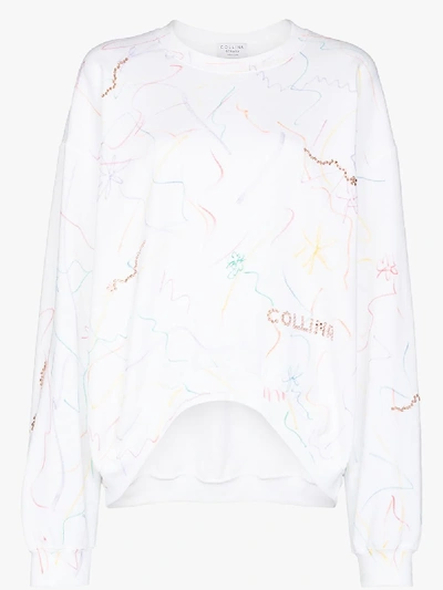 Shop Collina Strada Scribble Cotton Sweatshirt In White