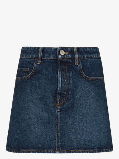 Shop Balenciaga Denim Mini Skirt In Blue