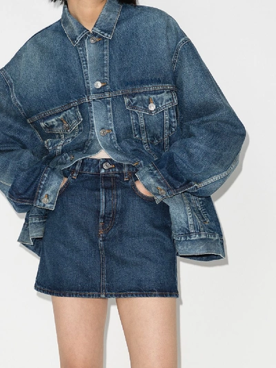 Shop Balenciaga Denim Mini Skirt In Blue