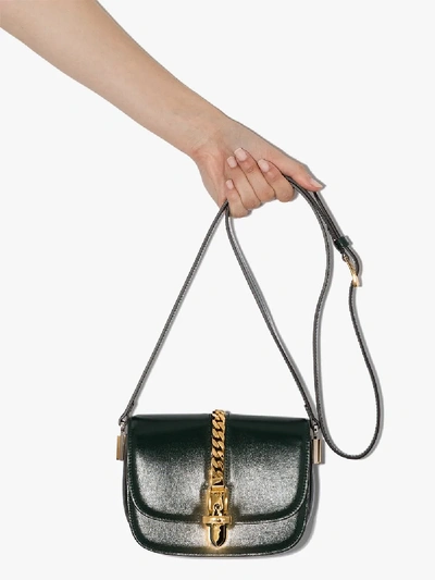 Shop Gucci Sylvie Leather Crossbody Bag In Green