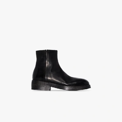 Shop Marsèll Black Tozzo Zip Leather Ankle Boots