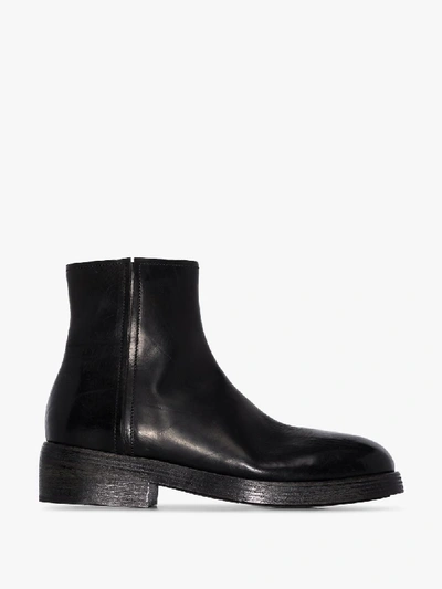 Shop Marsèll Black Tozzo Zip Leather Ankle Boots