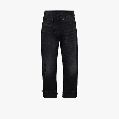 Shop R13 Staley Crossover Cropped Jeans In Black