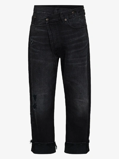 Shop R13 Staley Crossover Cropped Jeans In Black