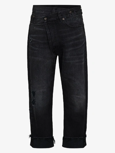 R13 Crossover Waist Cropped Jeans In Black