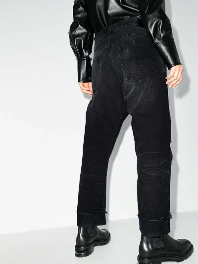 R13 Crossover Waist Cropped Jeans In Black