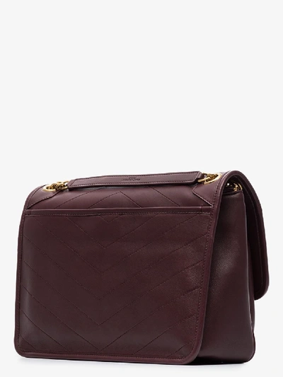 Shop Saint Laurent Purple Niki Medium Leather Shoulder Bag