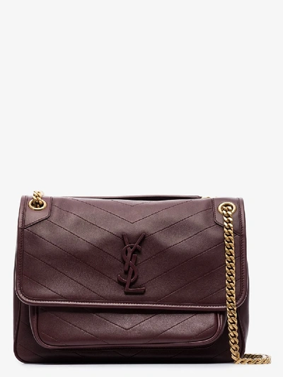 Shop Saint Laurent Purple Niki Medium Leather Shoulder Bag