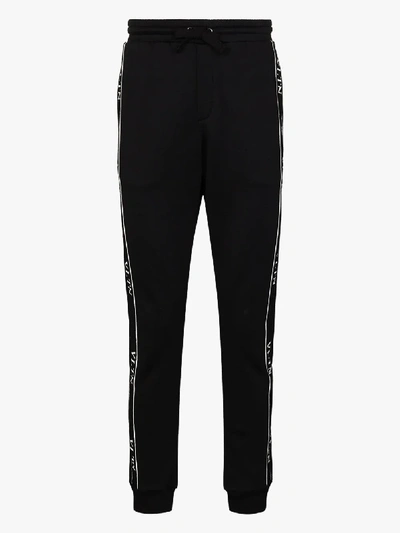 Shop Valentino Logo Tape Cotton Sweatpants In Black