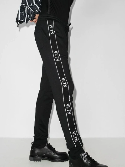 Shop Valentino Logo Tape Cotton Sweatpants In Black