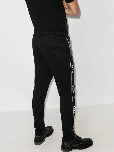 Shop Valentino Logo Tape Cotton Sweatpants In Black