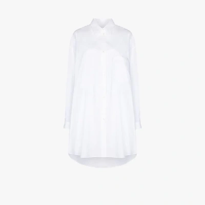 Shop Mm6 Maison Margiela Button-up Shirt Dress In White