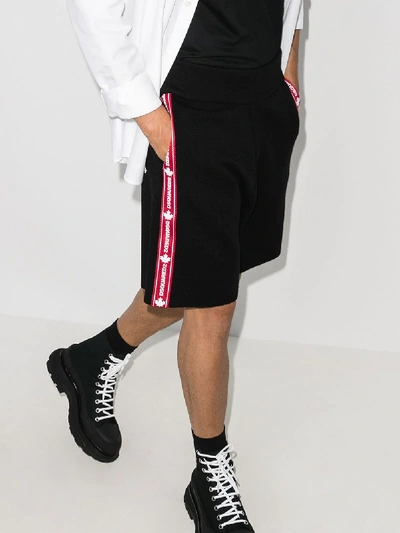 Shop Dsquared2 Logo Tape Wool Track Shorts In Black