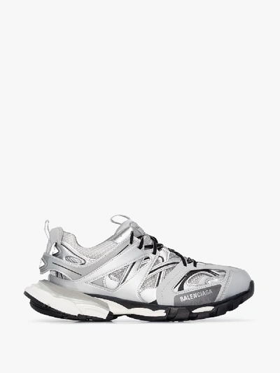 Shop Balenciaga Silver Track Sneakers In Grey