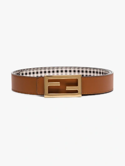 Shop Fendi Brown Reversible Leather Belt