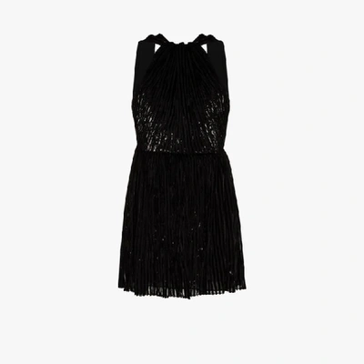 Shop Saint Laurent Lamé Velvet Mini Dress In Black