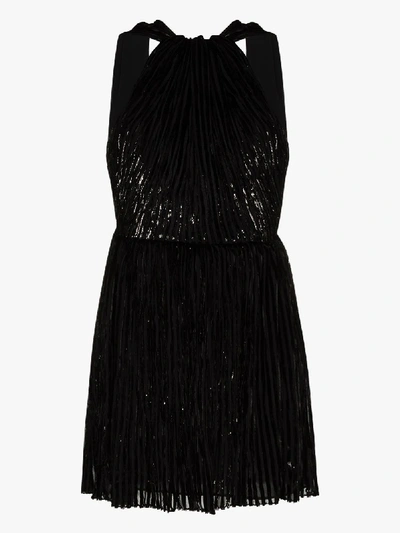Shop Saint Laurent Lamé Velvet Mini Dress In Black