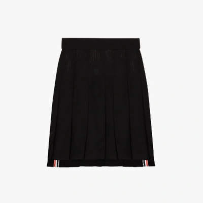Shop Thom Browne Pleated Wool Skirt In Black