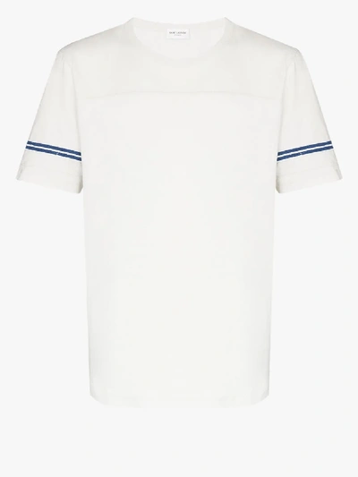 Shop Saint Laurent Destroyed Cotton T-shirt In White