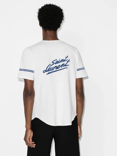 Shop Saint Laurent Destroyed Cotton T-shirt In White