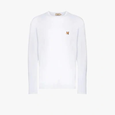 Shop Maison Kitsuné Fox Head Patch Long Sleeve T-shirt In White
