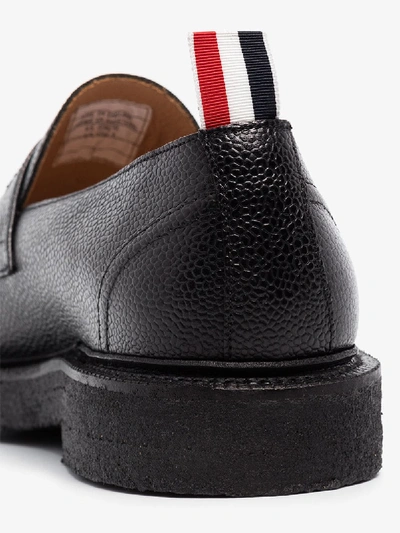 Shop Thom Browne Black Leather Penny Loafers
