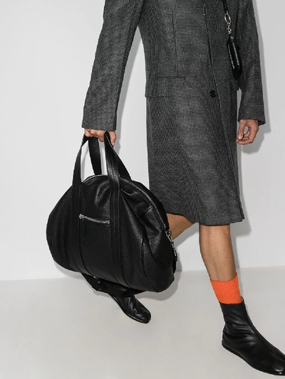 Shop Maison Margiela Black Leather Duffle Bag