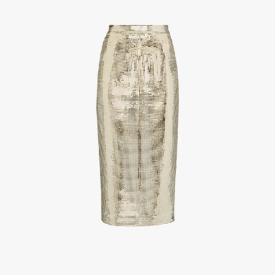 Shop Anouki Sequin Pencil Skirt In Metallic