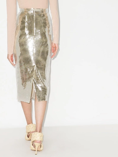 Shop Anouki Sequin Pencil Skirt In Metallic