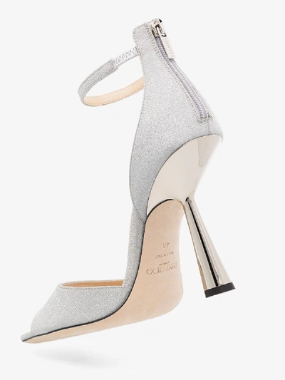 Shop Jimmy Choo Silver Reon 100 Glitter Sandals