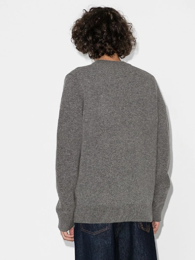 Shop Maison Kitsuné Grey Profile Fox Patch Sweater