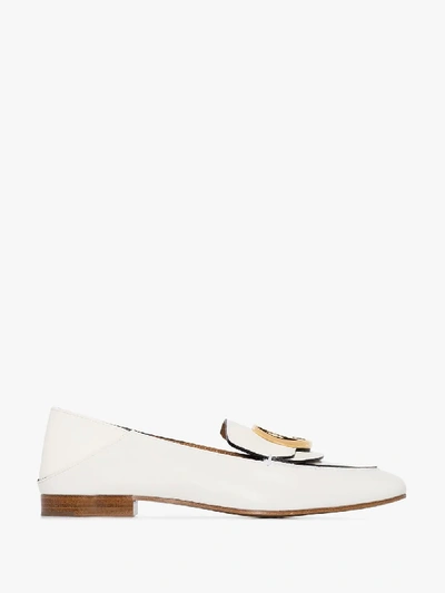 Shop Chloé White C Leather Loafers