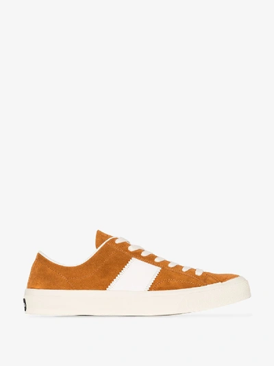 Shop Tom Ford Brown Cambridge Suede Sneakers