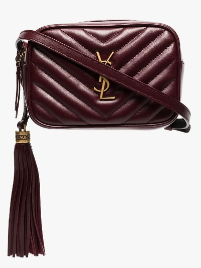 Shop Saint Laurent Red Lou Quilted Leather Cross Body Bag