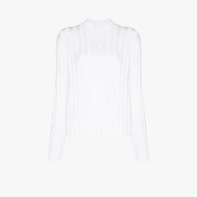 Shop Rta White Abigail Knitted Cotton Sweater