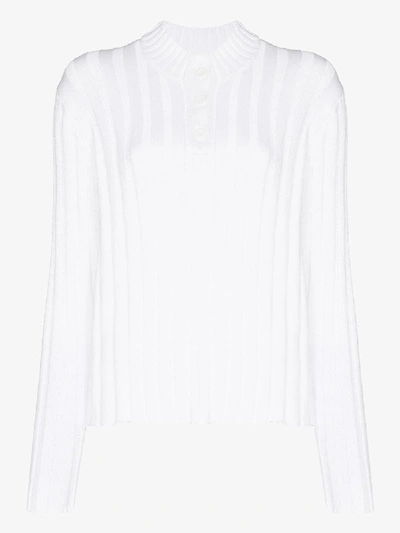 Shop Rta White Abigail Knitted Cotton Sweater