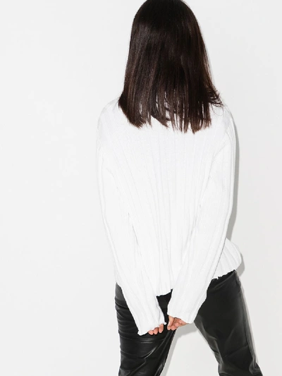 Shop Rta White Abigail Knitted Cotton Sweater