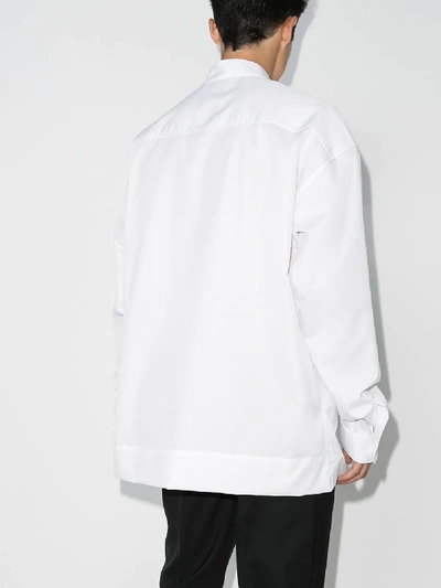 Shop Haider Ackermann Mandarin Collar Poplin Dress Shirt In White