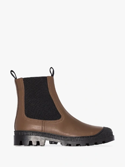 Shop Loewe Brown Leather Chelsea Boots