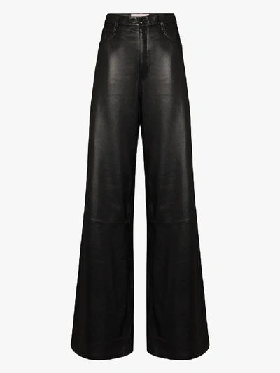Shop Natasha Zinko High Waist Flared Leather Trousers In Black