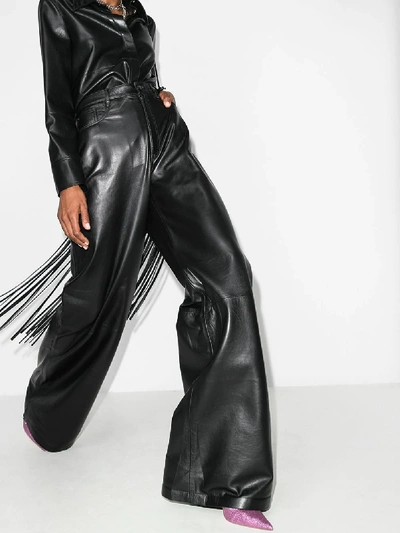 Shop Natasha Zinko High Waist Flared Leather Trousers In Black