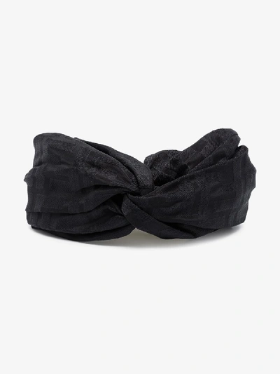 Shop Fendi Ff Logo Twist Hairband In Black