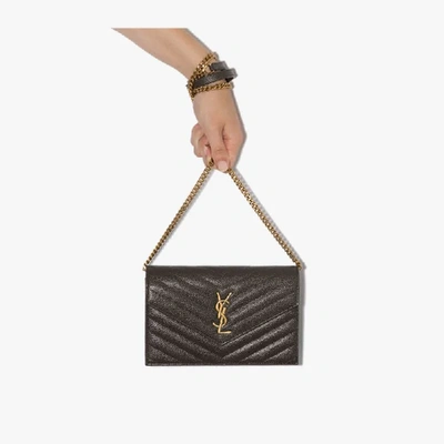 Shop Saint Laurent Gestepptes Portemonnaie In Grey