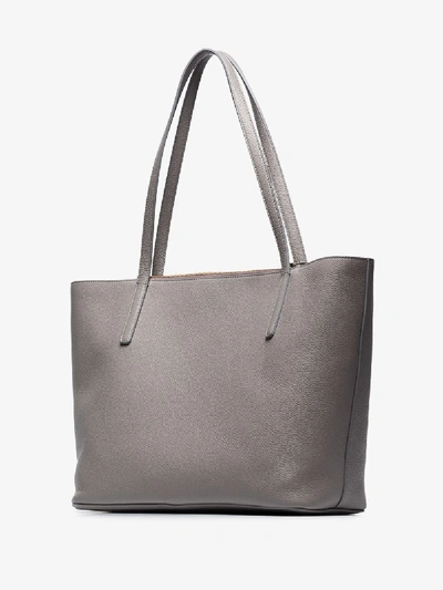 Shop Ferragamo Grey City Leather Tote Bag