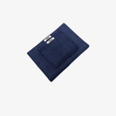 Shop Tekla Navy Organic Cotton Towel Set In Blue