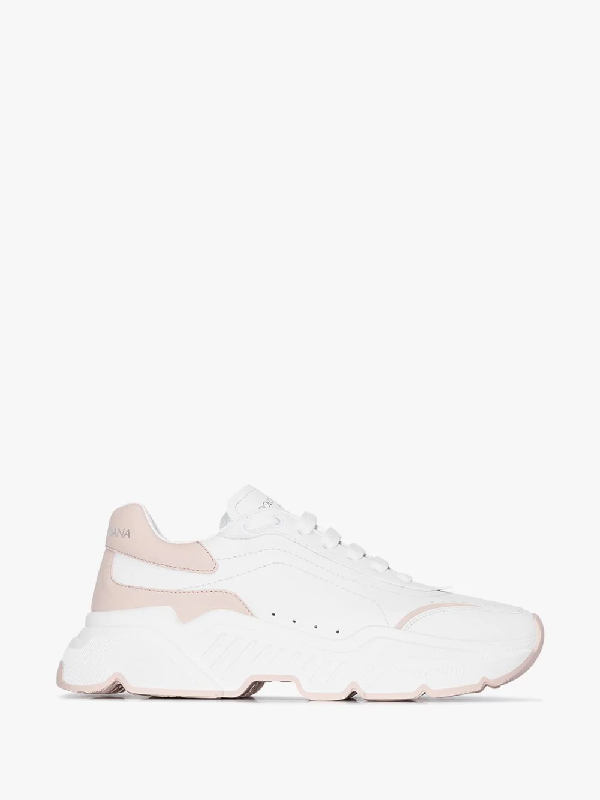dolce and gabbana white and pink trainers