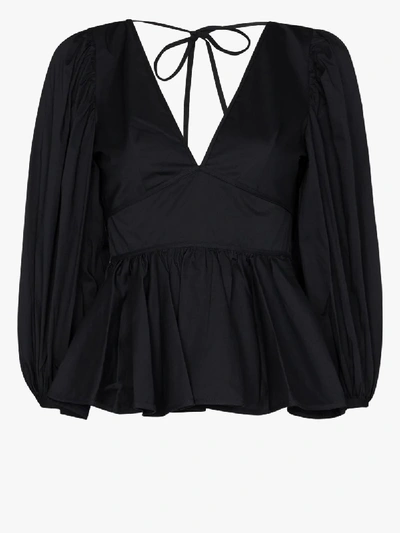 Shop Staud Luna Peplum Blouse In Black